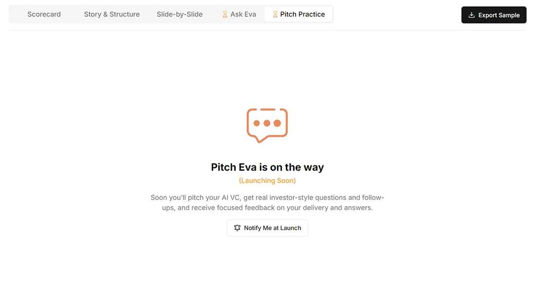 Evalyze Pitch Practice feature