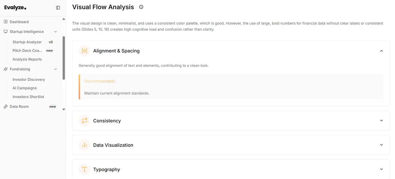 Visual Flow Analysis in Evalyze AI pitch coach feature