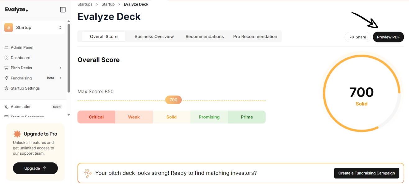 Share or Download Your Evalyze Report