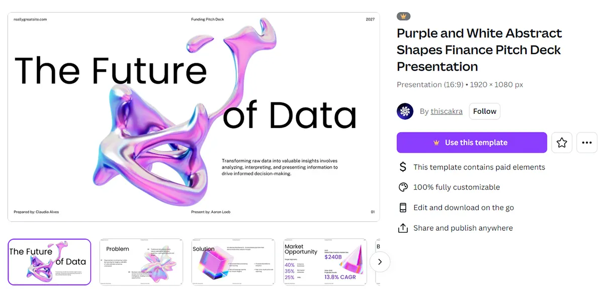 Purple and White Abstract Shapes Finance Pitch Deck