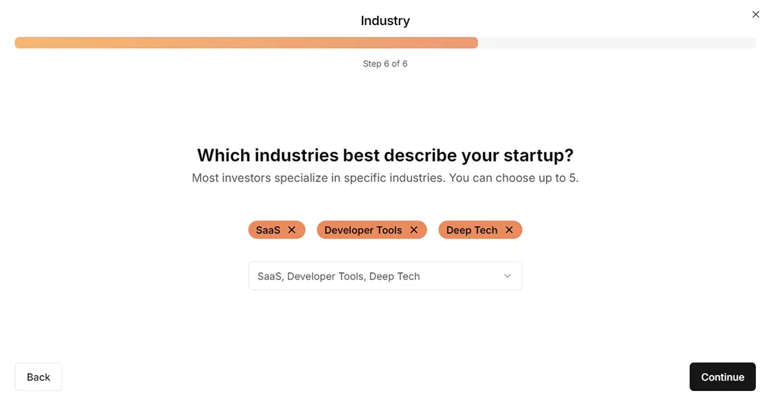 Choose up to 5 industries