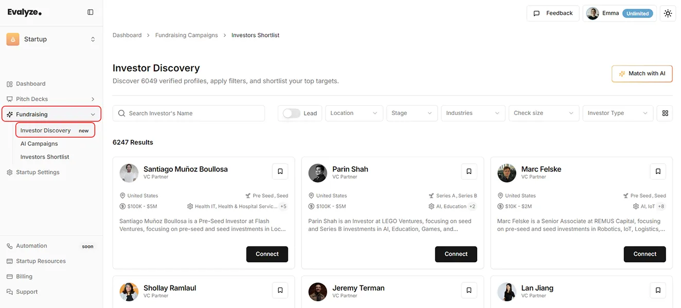 Access the Investor Discovery tool